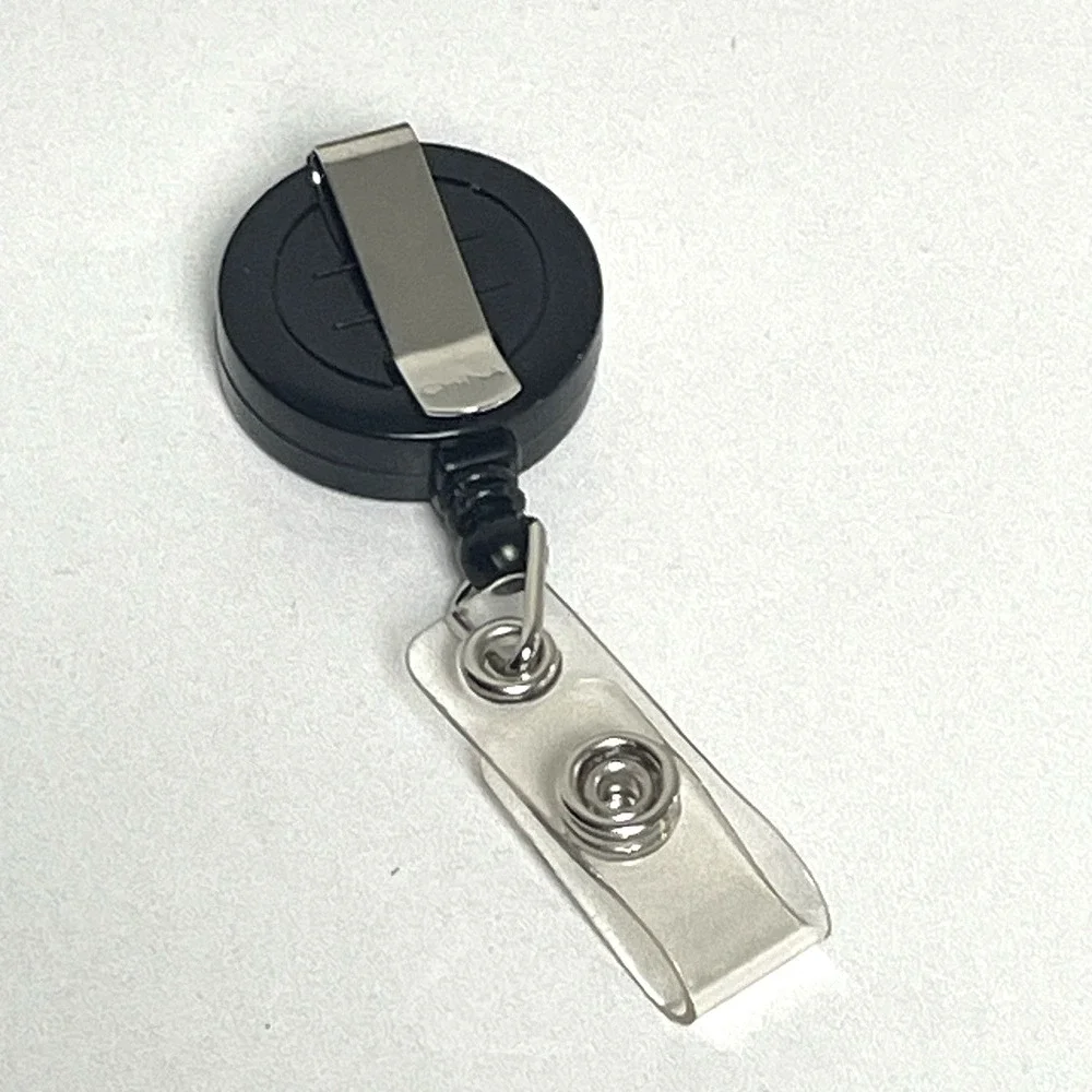 40 Black Retractable Badge Reels ID Holder Belt Clip Keychain‎ Cord 1